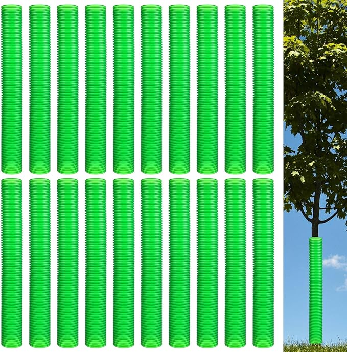 Menkxi 20 Pcs Corrugated Tree Guards Tubes Plastic Saplings Tree Trunk Protectors Wraps to Protect