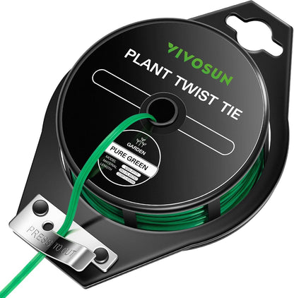 VIVOSUN Twist Ties, 328 ft (100m) PE-Coated Green Plant Ties with Cutter, Reusable & Flexible