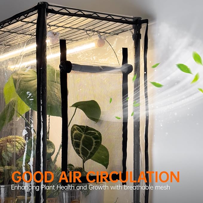 Bstrip 71" Indoor Greenhouse with Grow Light, 6-Tier DIY Plant Shelf with Adjustable Rack and
