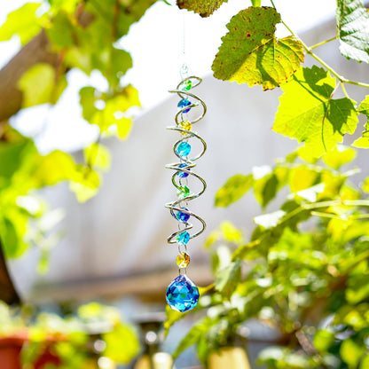 H&D HYALINE & DORA 20.5inch Gazing Ball Spiral Tail,Decorative Wind Spinner Sun Catcher,Rainbow