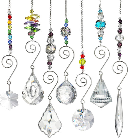 H&D HYALINE & DORA Set 7 Crystal Rainbow Suncatcher Glass Bead Chain Fengshui Hanging Pendant for