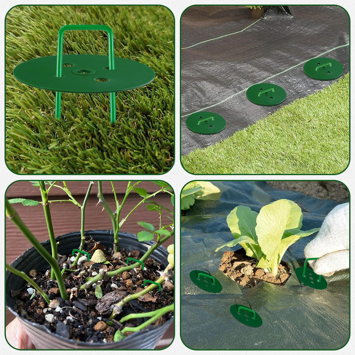 100 PCS Landscape Staples + 100 PCS Gaskets, U-Shaped Galvanized Garden Stakes Landscaping Fabric