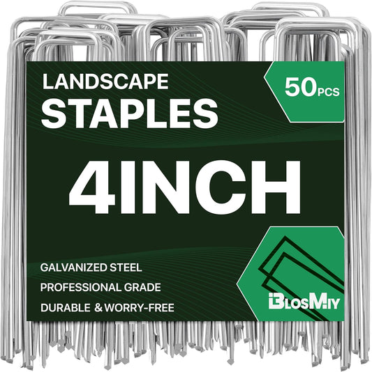 Landscape Staples 4 inch Stakes for Gardening 50 Pack Galvanized Garden Staples for drip Irrigation