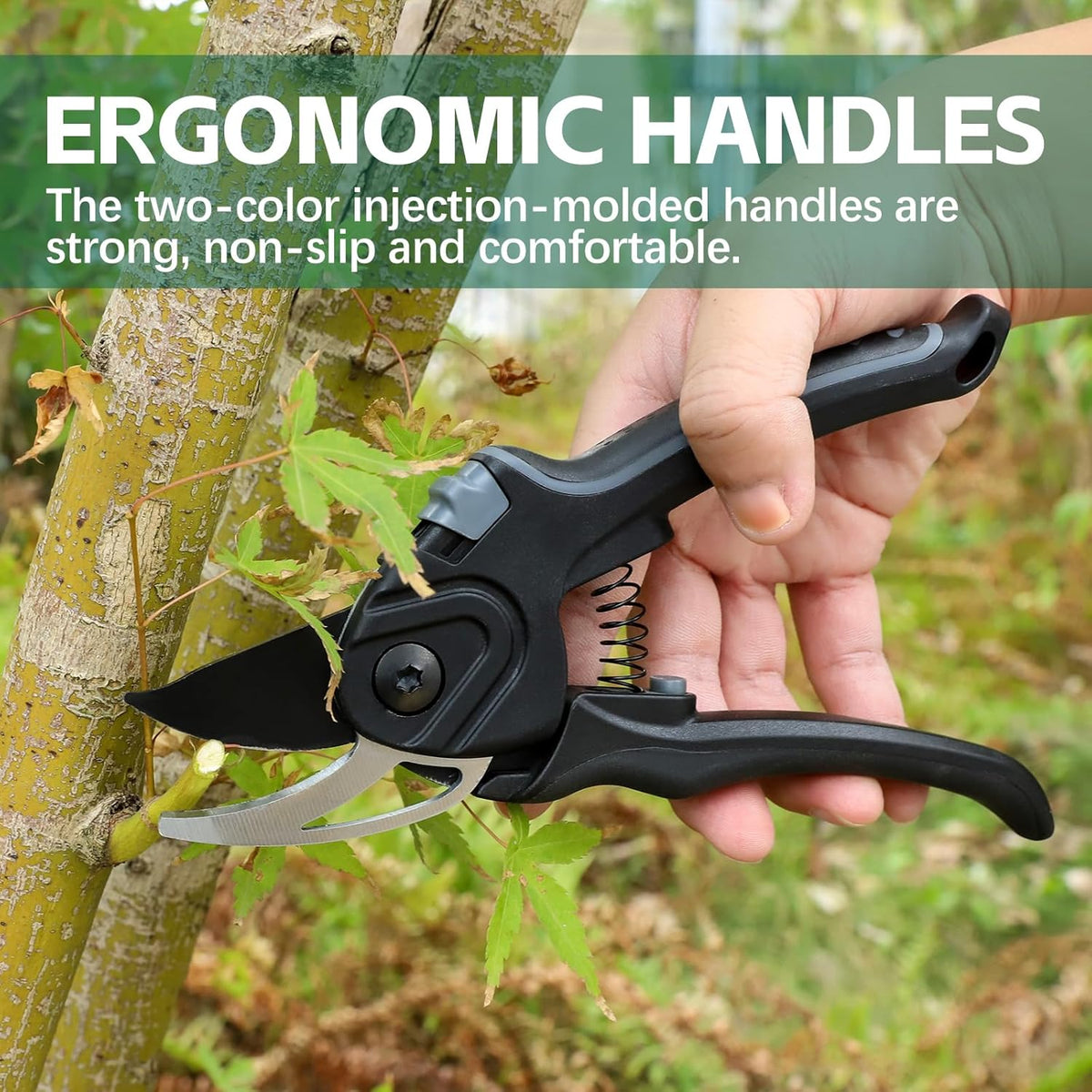 Bypass Secateurs Hand Gardening Pruners Lightweight Garden Pruning Scissors with SK-5 High Carbon