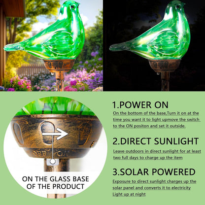 Decorative Solar Lights Outdoor Solar Bird Stake Lights Hand Blown Glass Decorative Garden Pathway