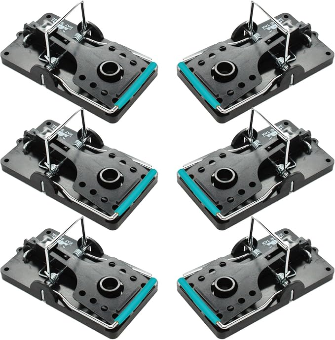 Kat Sense Large Rat Snap Traps Set of 6 - Stainless Steel Bar Design, Humane Rat Trap Indoor &