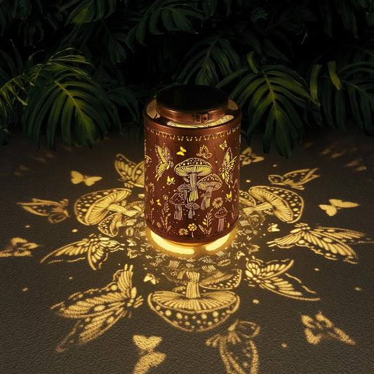 Solar Lanterns Outdoor Waterproof Mushroom Butterfly Garden Decor Gifts for Women Mon Grandma Metal