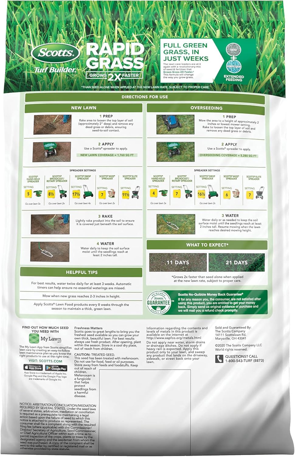 Scotts Turf Builder Rapid Grass Tall Fescue Mix, Combination Grass Seed and Fertilizer, Grows Green