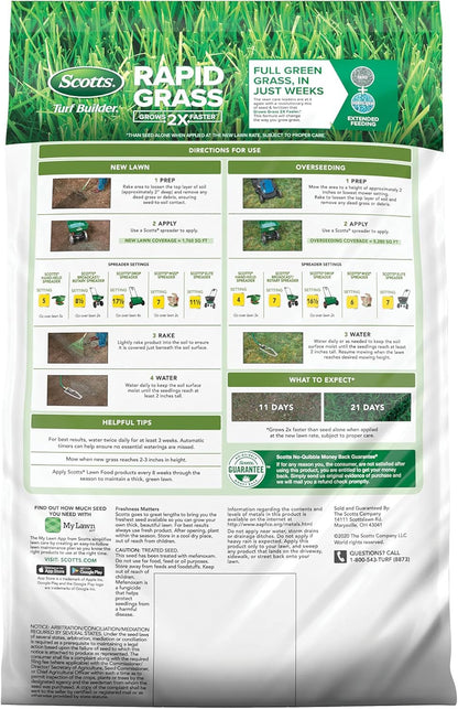 Scotts Turf Builder Rapid Grass Tall Fescue Mix, Combination Grass Seed and Fertilizer, Grows Green