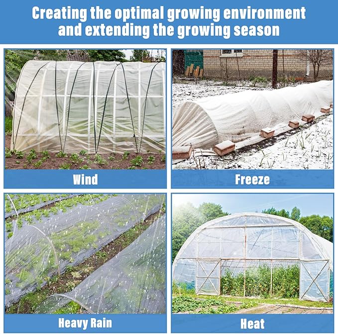 Legigo 12 X 26 Ft Clear Plastic Plant Covers Freeze Protection- 6 Mil Winter Greenhouse Plastic