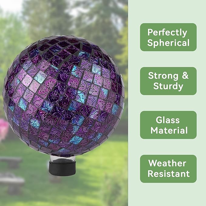 Lily's Home Glass Gazing Ball | Holographic Effect, Stunning Rainbow Color Reflection Effect