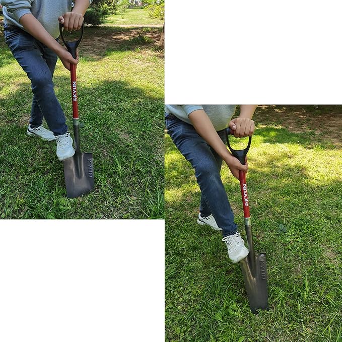 KYLIN 14-Gauge Heavy Duty Shovels Set,2-Piece Fiberglass D-Handle Spade,16” Drain Landscping