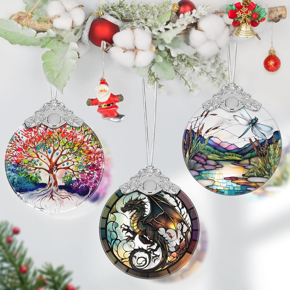 Dragon Stained Glass Ornament, Christmas Ornaments, Xmas Tree Decorations, Ornaments for Christmas