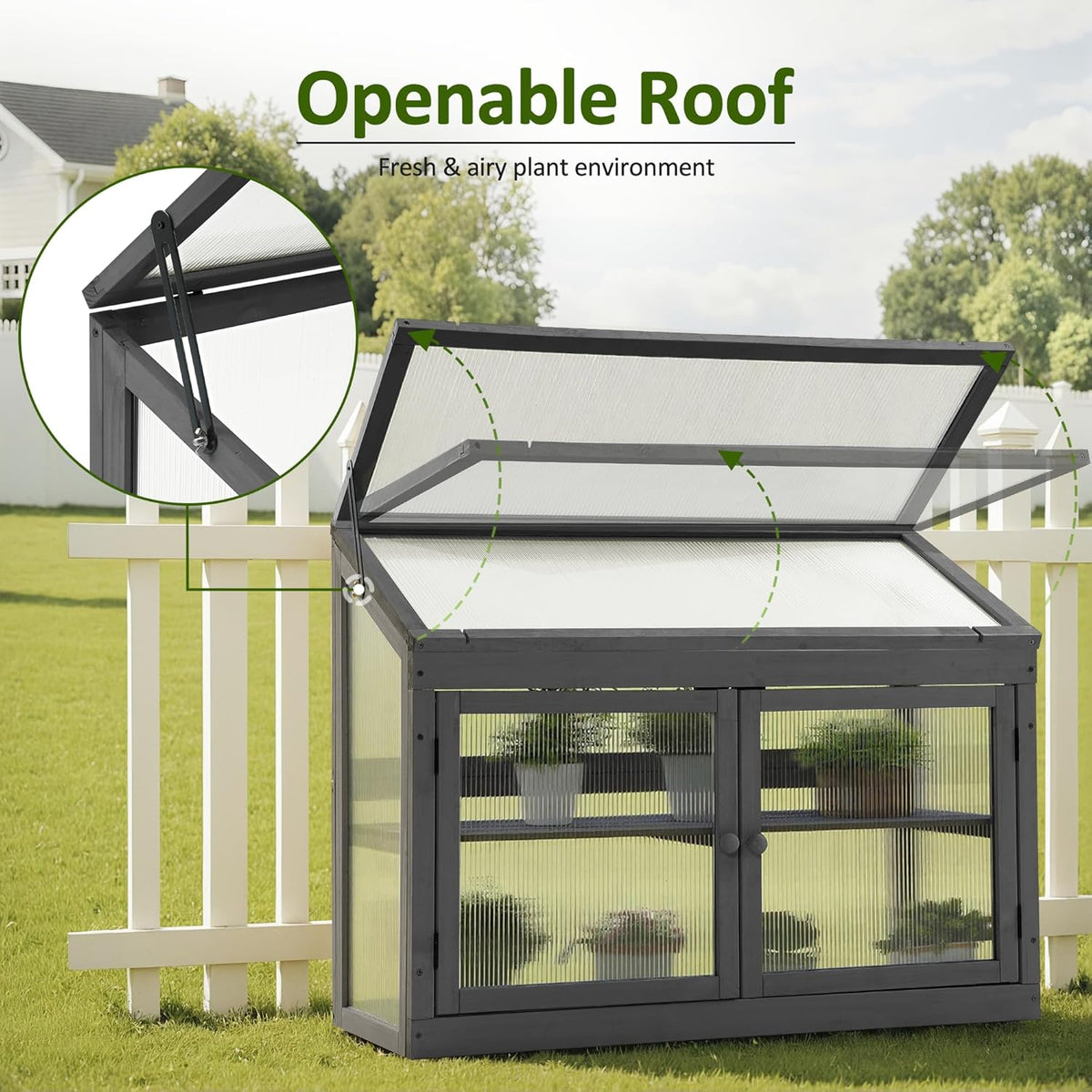 MCombo 2-Tier Wooden Cold Frame Garden Greenhouse Raised Flower Planter Shelf Bed Protection