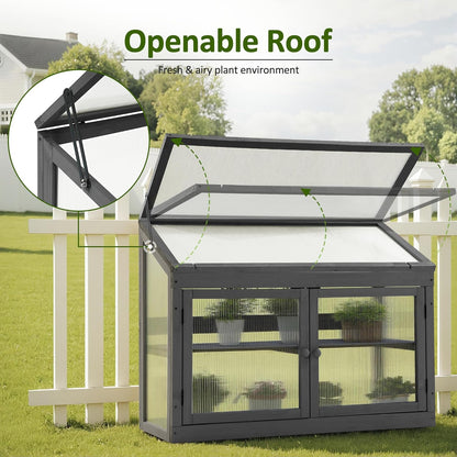 MCombo 2-Tier Wooden Cold Frame Garden Greenhouse Raised Flower Planter Shelf Bed Protection