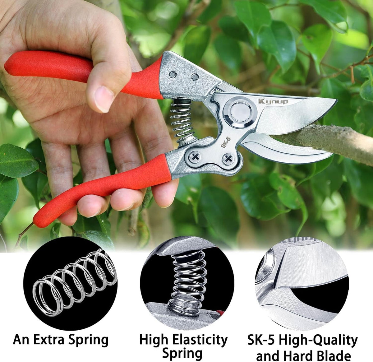 Kynup 2Packs Pruning Shears for Gardening, Garden Shears Scissors Heavy Duty, Bypass Pruner Hand