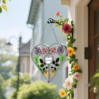 KY&BOSAM Heart Suncatcher Grandma Gifts Stained Glass Panels for Windows Hangings Wind Chime