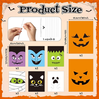 CNhoqc Halloween Lawn Leaf Bags - 8Pcs Halloween Theme Pumpkin Black Cat Ghost Mummy Patterns Waste