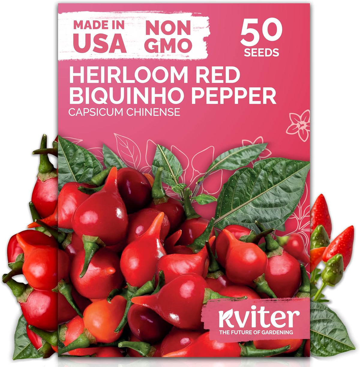 KVITER 50 Pimenta Biquinho, Sweety Drop Peppers Seeds (Capsicum Chinense) – Chupetinho, Pimenta de