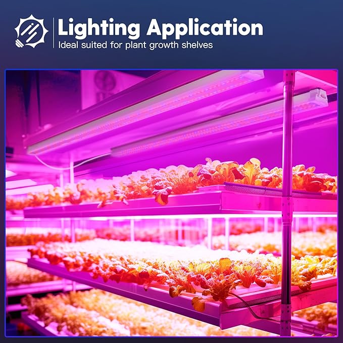FREELICHT 1 Pack 4FT LED Grow Light, 40W (250W Equivalent), Red Blue (660nm+460nm) Full Spectrum