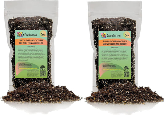 Gardenera Fern + Perlite Soil Mix - 10 Quart - for Repotting and Planting Succulents and Cactuses