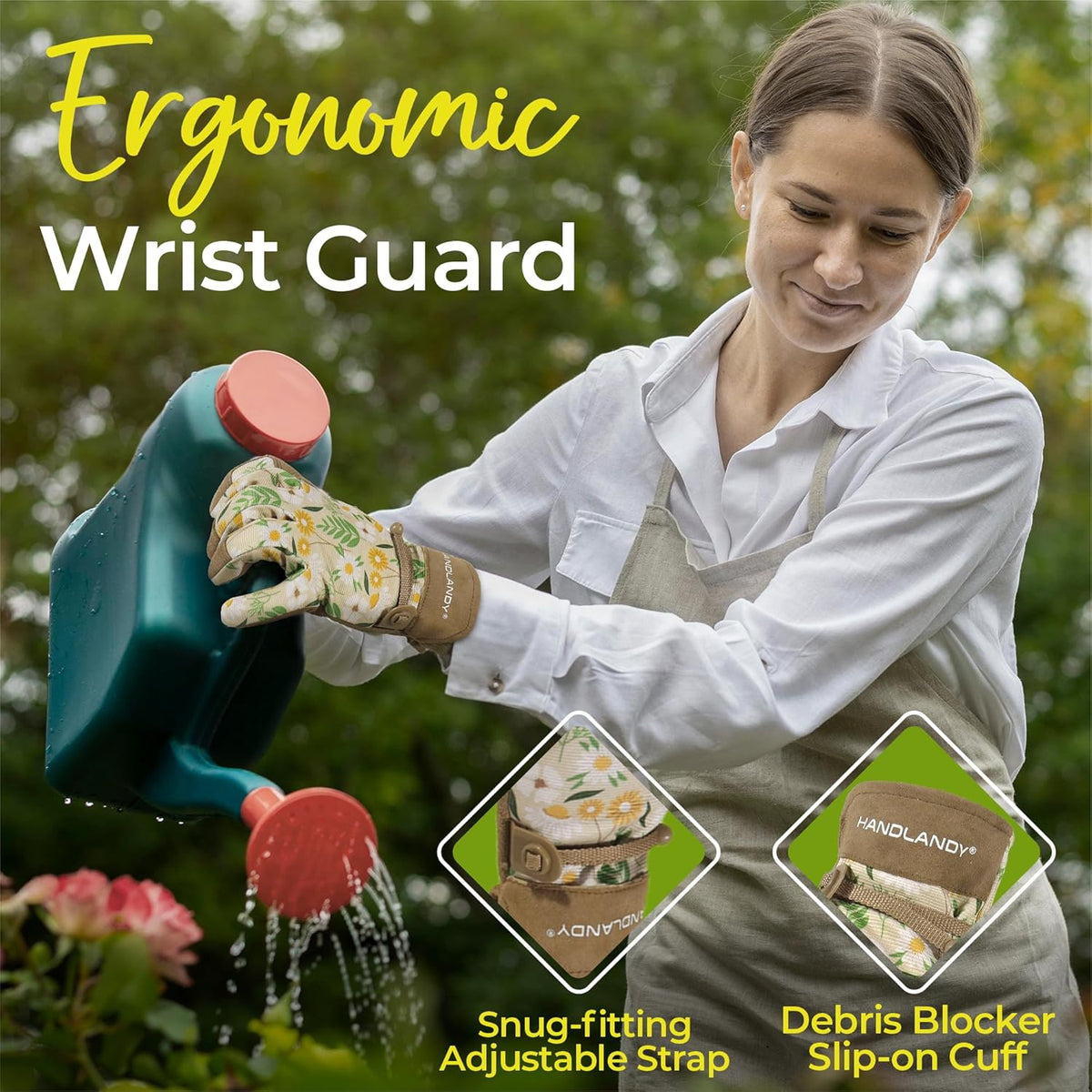 HANDLANDY Gardening Gloves for Women, Breathable Ladies Leather Garden Yard Gloves Best Gift for