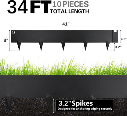 Worth Garden 10-Pack (34Ft Total) Galvanized Steel Landscape Lawn Edging - 8 in. H Bendable Metal