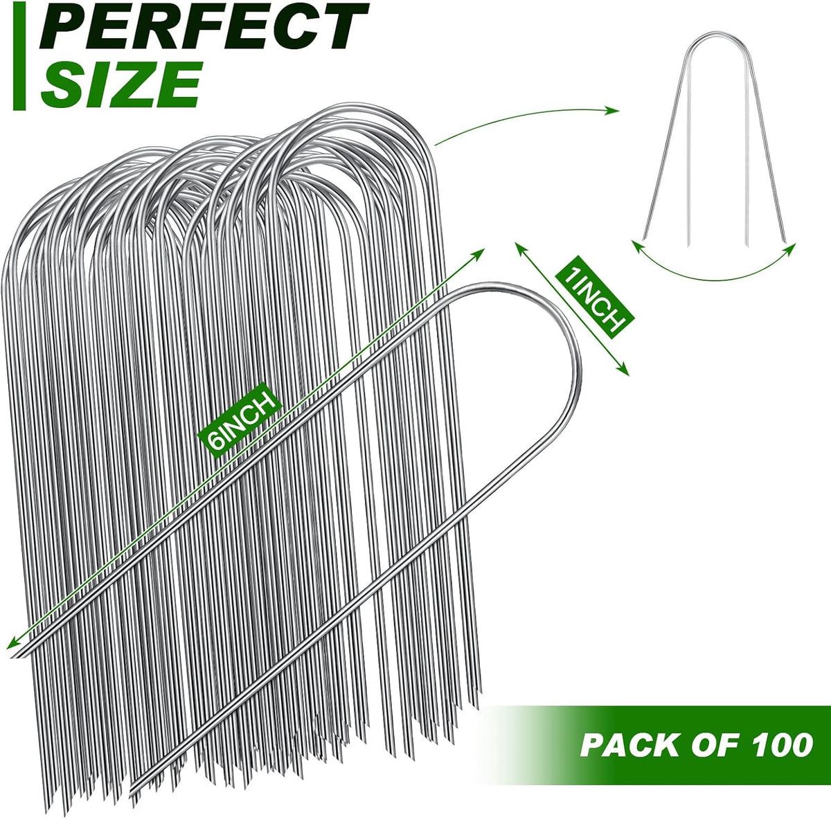 Tandefio 100 Packs Drip Irrigation Tubing Stakes 6 Inch Garden Pins Landscape Staples Securing Pegs