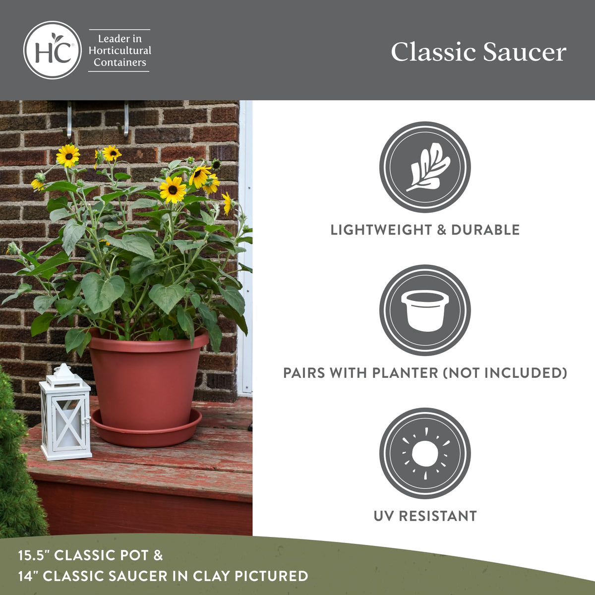 The HC Companies Flower Pot Saucers - Plastic Plant Saucer for Outdoors & Indoors - Traditional