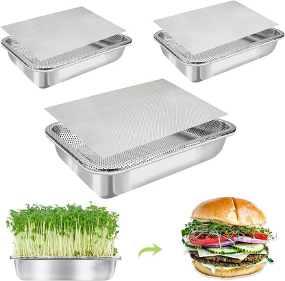 Stainless Steel Sprouts Growing Kit 3-Tier 14 inch Trays, Microgreens Growing Kit, Seed Sprouting