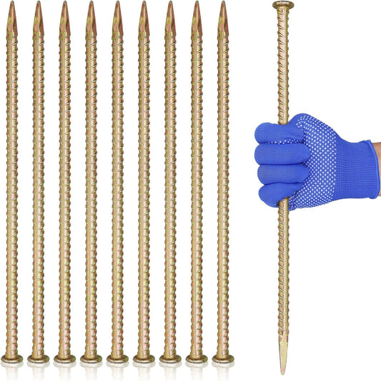16 Inch Rebar Stakes - 1/2 Inch Diameter Galvanized Steel Ground Anchors - Heavy Duty Plant Support