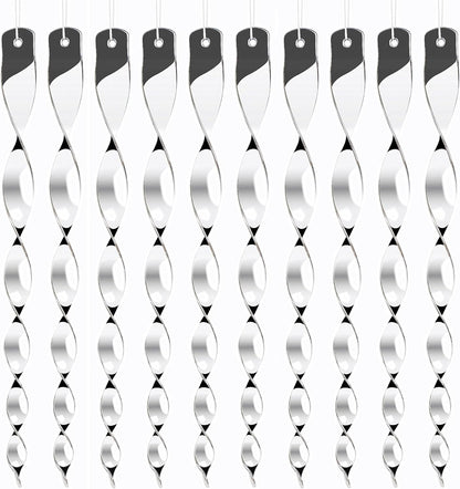 Hausse 10 Pack Bird Deterrents for Outside, Bird Repellent Hanging Silver Plastic Reflectors Scare