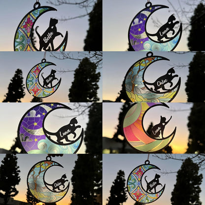 GIFTBYGIFTY Cat Memorial Suncatcher Ornaments, Personalized with Name and Breed, Loss of Pet