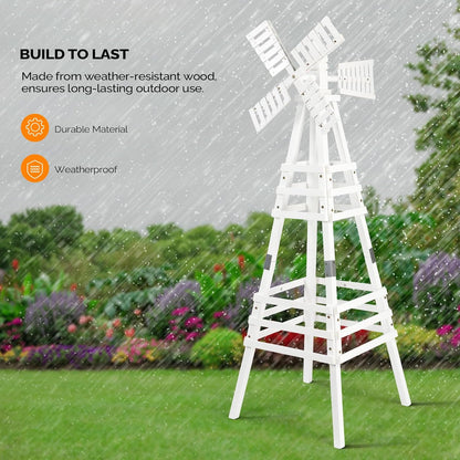 Wooden Windmill, Weather-Proof Wind Spinner, Outdoor Wind Mill for Garden Lawn Patio Decoration