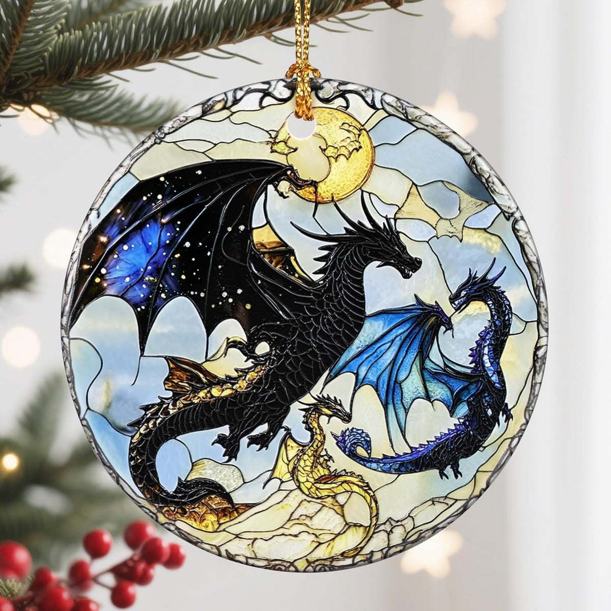 Christmas Ornament, Christmas Decoration, Ceramic-Style Dragon Ornament, Heirloom Keepsakes