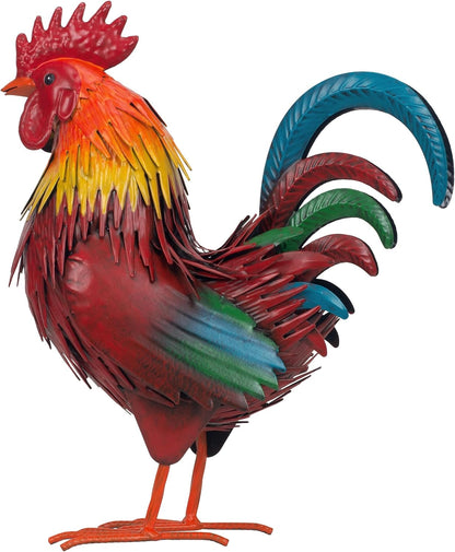 Rooster Garden Statue Sculpture Metal Chicken Yard Decor Outdoor Figurines Patio Backyard
