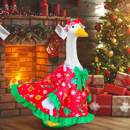 Christmas Goose Outfit for Porch Goose 23" Cement Statue Clothing- Christmas Outdoor Decoration for