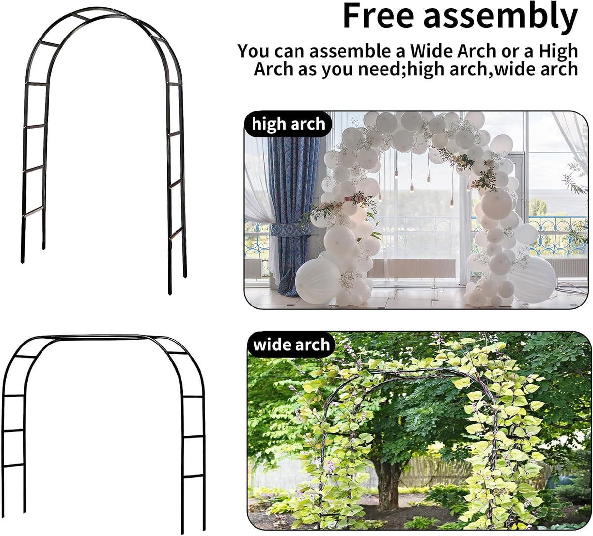 RUBFAC 94" Metal Garden Arch Trellis for Climbing Plants Outdoor, Garden Arbors and Arches, Wedding