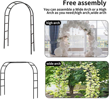 RUBFAC 94" Metal Garden Arch Trellis for Climbing Plants Outdoor, Garden Arbors and Arches, Wedding