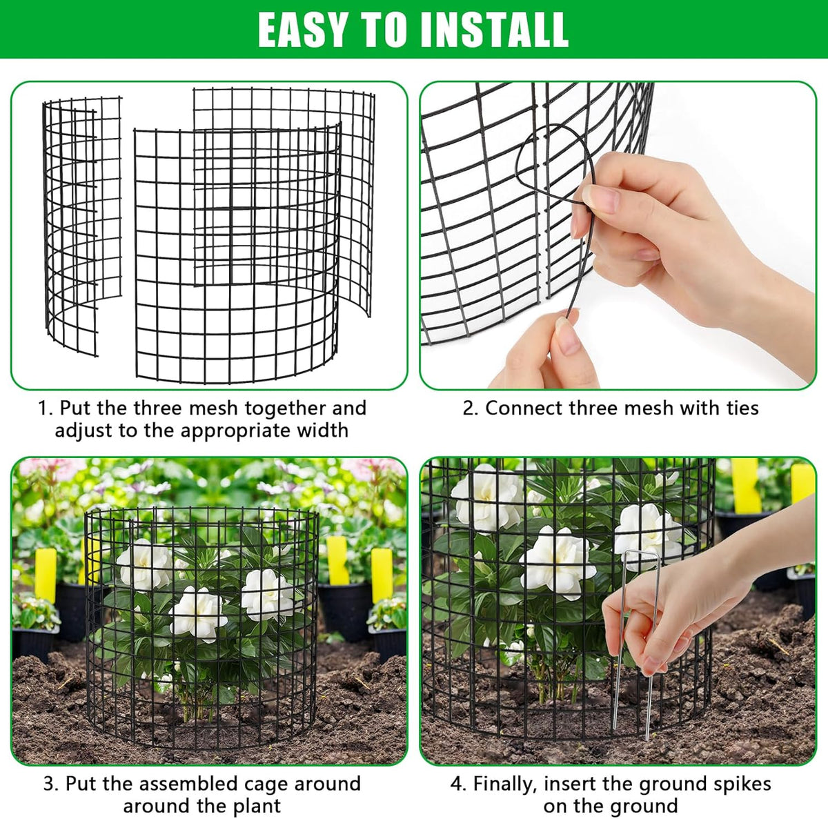 10 Pack Plant Protector from Animals, 13x12 inch Wire Plant Cages Mesh Plant Cage Garden Plant