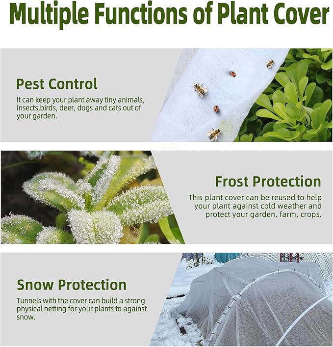 10x50ft Plant Covers Freeze Protection- Frost Cloth Blanket Floating Row Cover for Winter 0.9 oz/yd