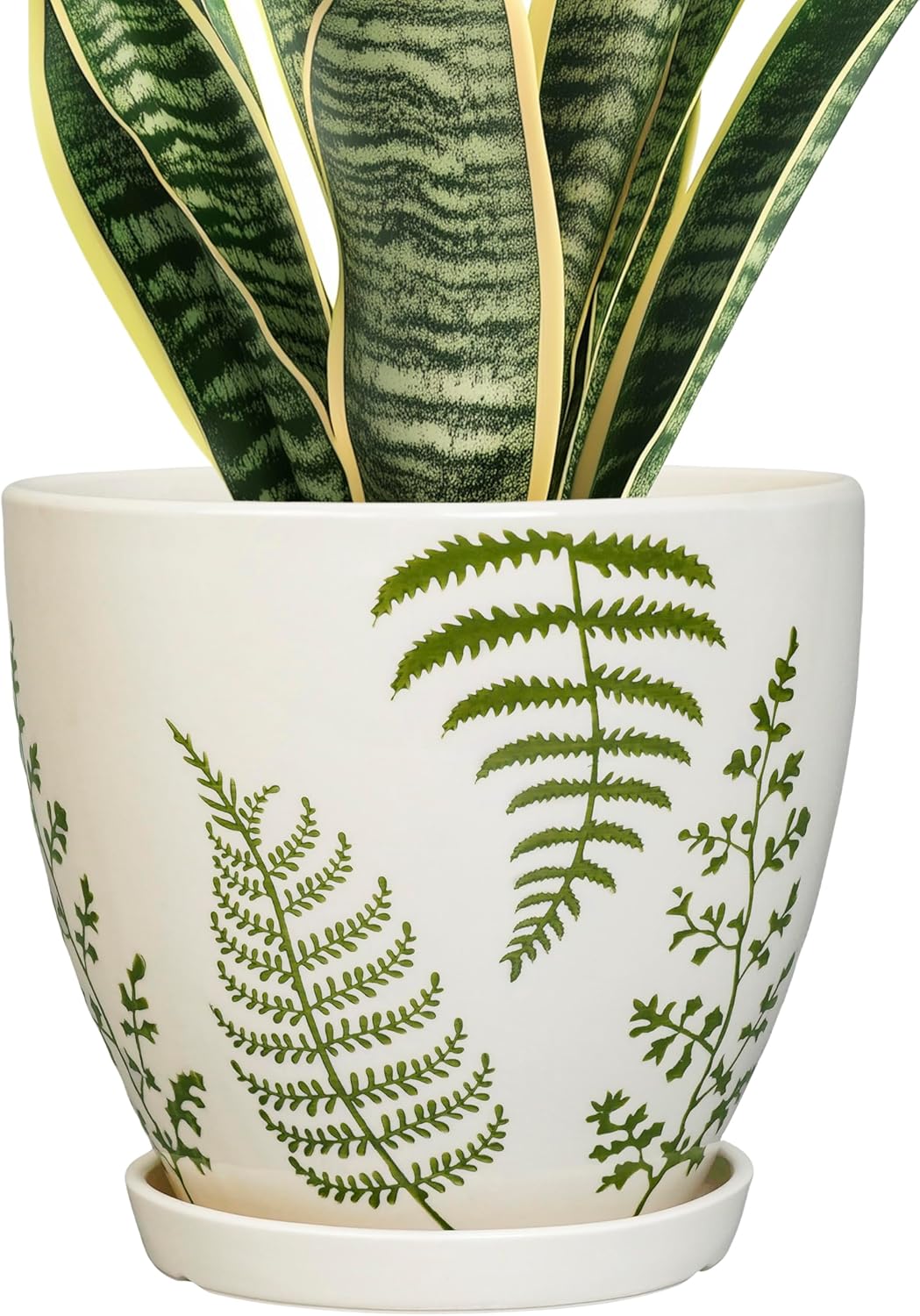 Ceramic Plant Pot 8.2 Inch - Ceramic Planter for Indoor Plants, Boho Round Decorative Outdoor