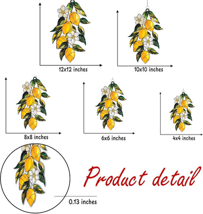 Lemon Branch Acrylic Suncatcher Stained Glass Effect Window Car Hanging Christmas Ornament Indoor