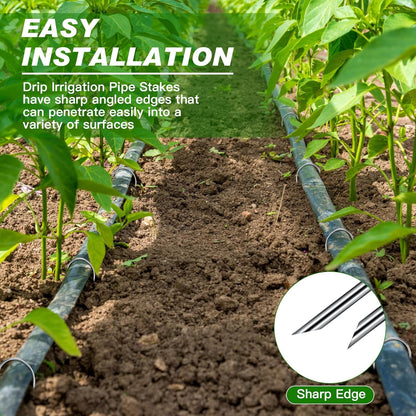 Tandefio 200 Pack Drip Irrigation Tubing Stakes 6 Inch Garden Pins Landscape Staples Securing Pegs