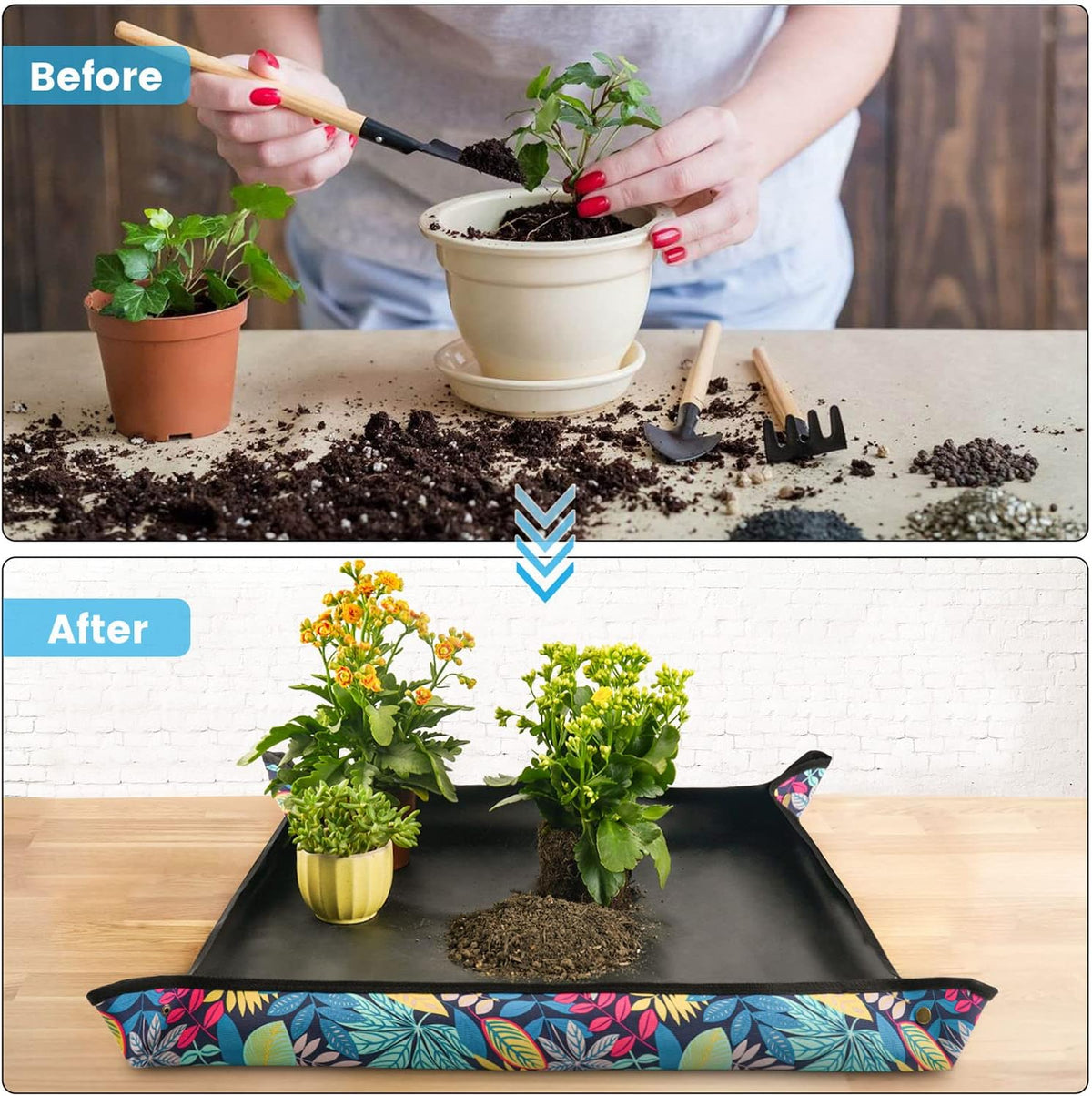 3PCS 29.5" x 29.5" Repotting mat for House Plant Care and Dirt Spill Control Portable Potting Tray