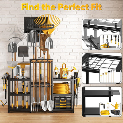 POKIPO 42" H Large Garden Tool Organizer, Holds Up to 86 Tools, Heavy Duty Yard Tool Organizer for