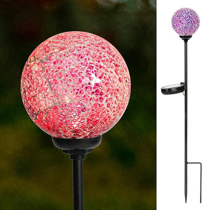 VCUTEKA Solar Garden Lights - Mosaic Solar Lights Outdoor Decor Pathway Light Waterpoof LED Stake
