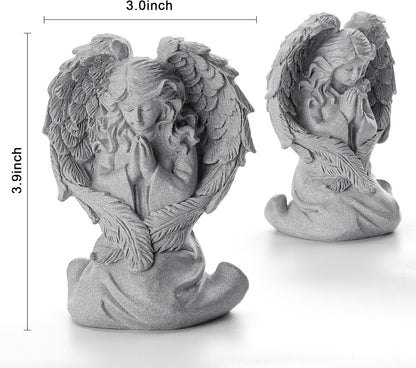 INLOMEM Praying Angel Figurine, Sculpted Hand-Painted Figurine, Angel Wings Statue for Home Decor