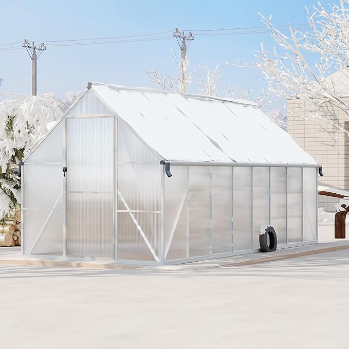 8'X16' Aluminum-Framed Polycarbonate Greenhouse, Heavy Duty Polycarbonate Greenhouse with Quick
