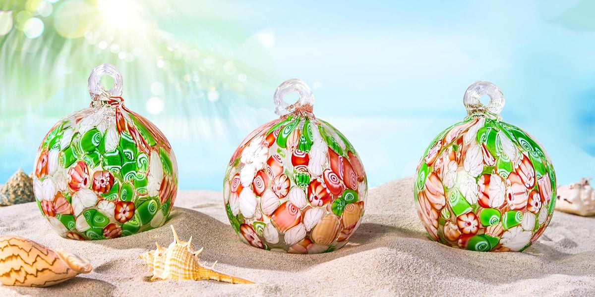 Hand Blown Glass Witch Ball,Glass Ornament Hanging Garden Gazing Ball Indoor Outdoor Home Décor. (3)